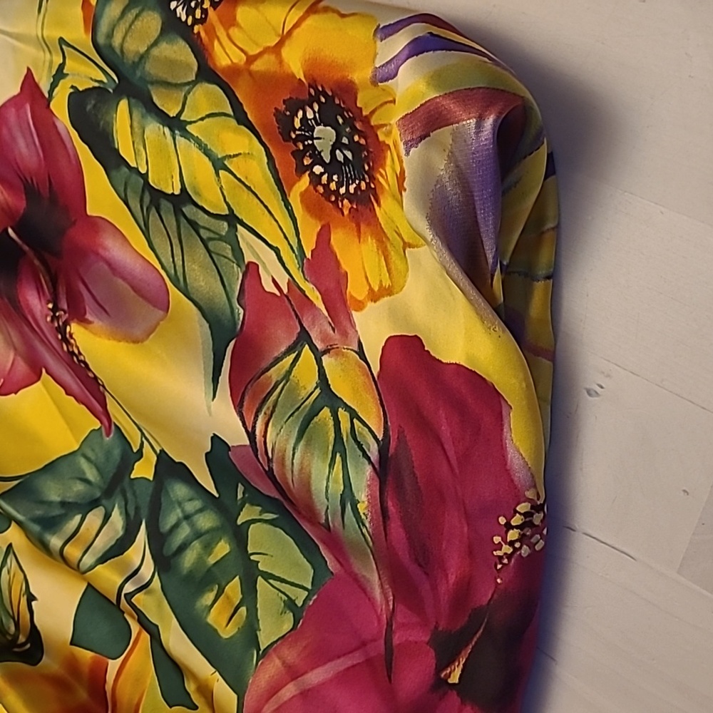 LIKE NEW Y2K Cache 100% Silk Floral Print Balloon Hem Strapless Dress - Picture 16 of 16
